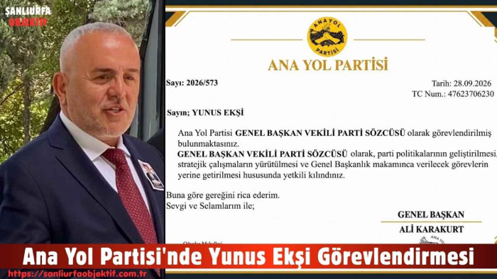 Ana Yol Partisi'nde Yunus Ekşi Görevlendirmesi: Genel Başkan Karakurt'tan "Hayırlı Olsun" Mesajı